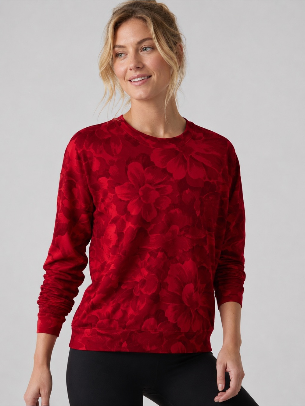 Athleta NWT Balance Printed Pullover Red Chakra‎ Floral